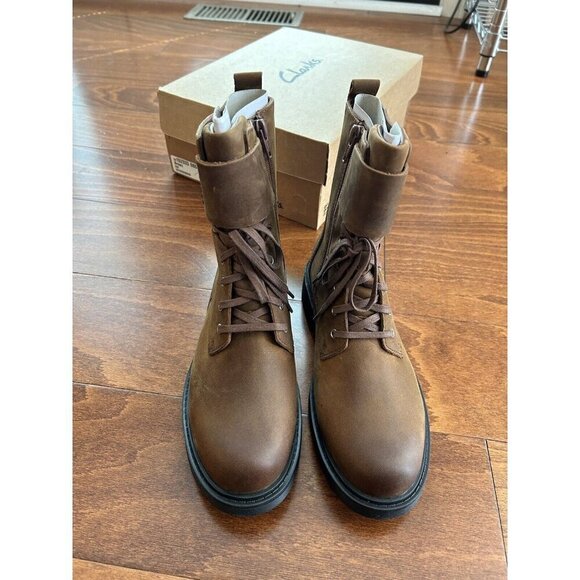 Clarks Orinoco 2 Lace Zip Leather Boots Womens Brown Snuff Leather NEW 6.5 W - Picture 6 of 8